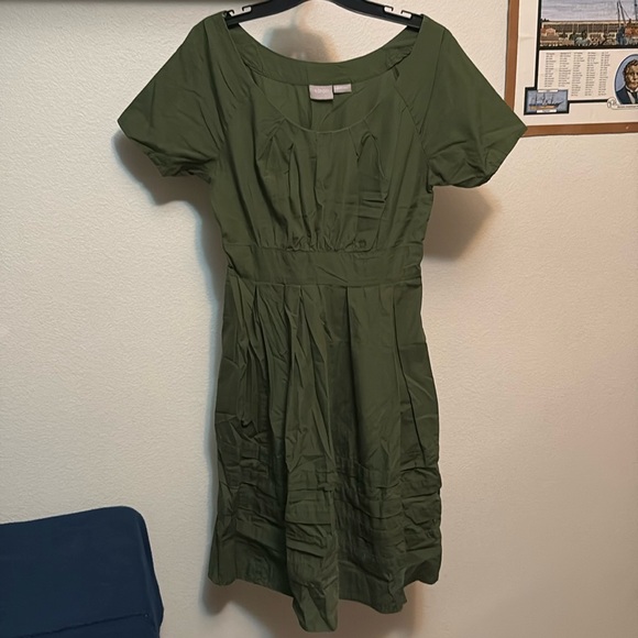 EShakti women’s dress, Sz 10, 100% Cotton Army Green, pockets, smocked waist. 💚 - Picture 1 of 9